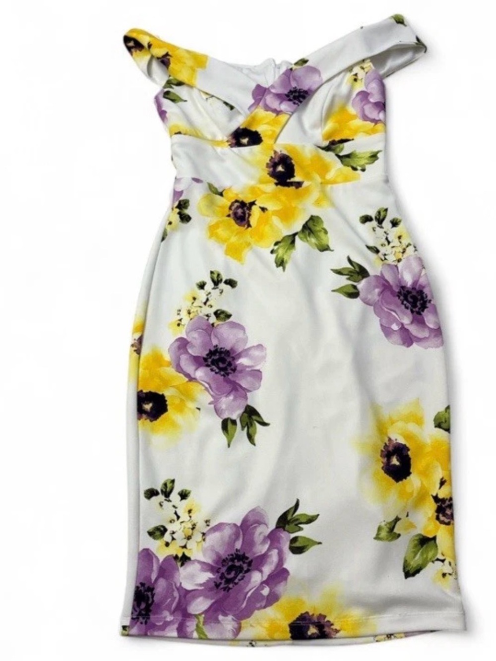 Premier Amour Floral Off The Shoulder Bodycon Sheath Dress Size 6 Midi